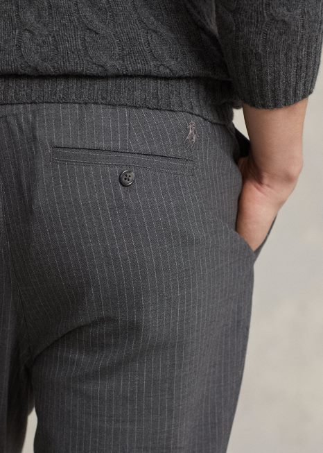 neale prepster calça cônica clássica BD6J858 homens Ralph Lauren risca de giz cinza