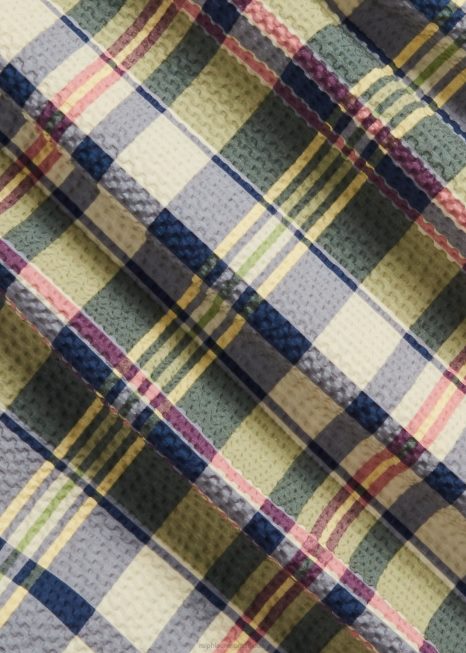 Camisa camp com estampa de madras BD6J1768 homens Ralph Lauren verde/creme/multi
