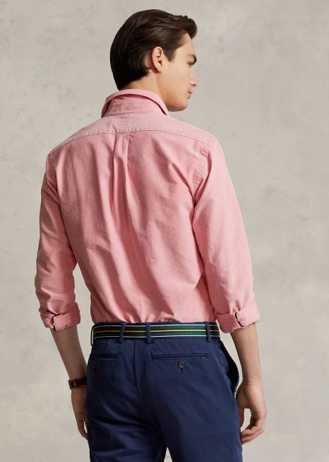 a icônica camisa oxford serve para tudo BD6J8376 homens Ralph Lauren nascer do sol vermelho