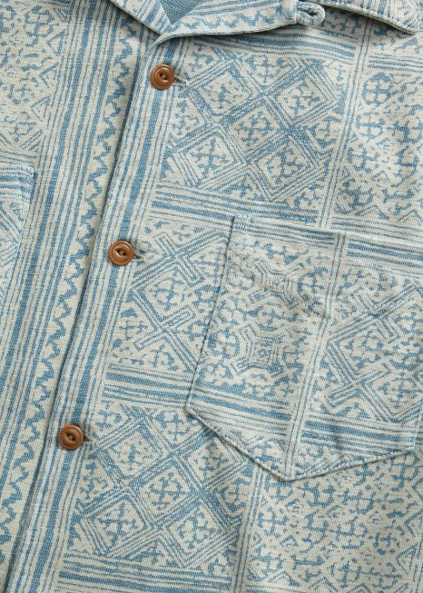 camisa de acampamento de impressão BD6J1735 homens Ralph Lauren índigo/creme