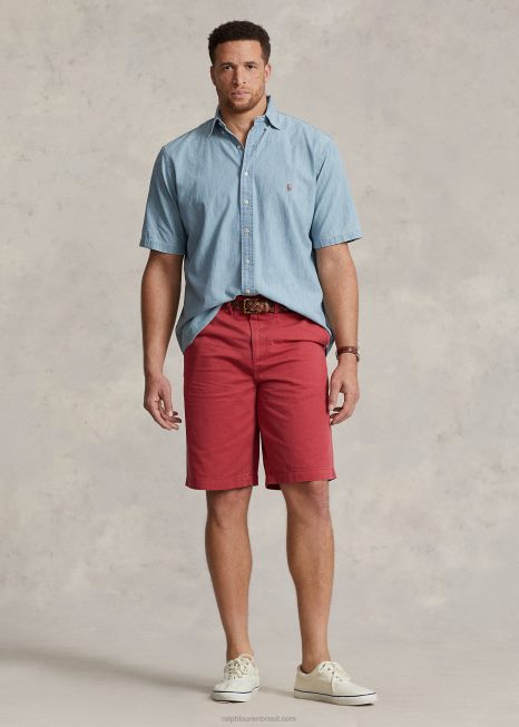 camisa de cambraia BD6J1429 homens Ralph Lauren índigo claro