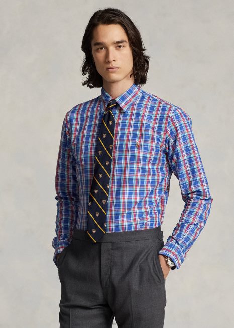camisa de desempenho xadrez de ajuste clássico BD6J8669 homens Ralph Lauren multi rosa real/escuro