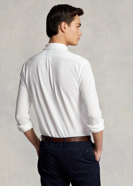camisa de malha pena BD6J411 homens Ralph Lauren branco