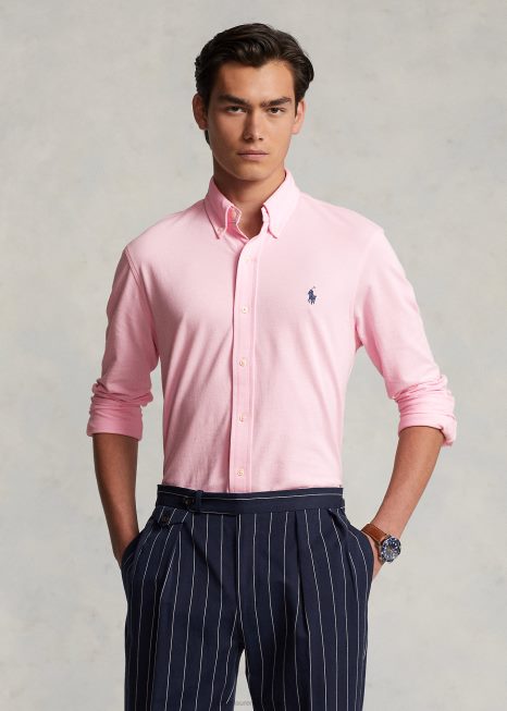 camisa de malha pena BD6J412 homens Ralph Lauren rosa carmelo