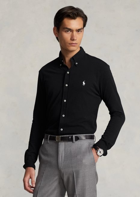 camisa de malha pena BD6J414 homens Ralph Lauren preto