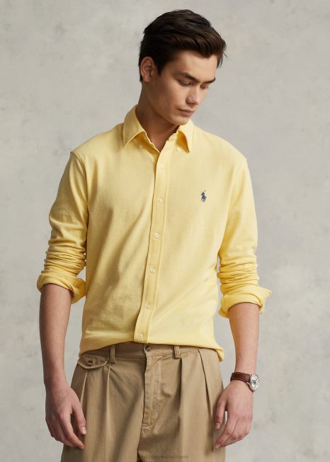 camisa de malha pena BD6J416 homens Ralph Lauren milho amarelo