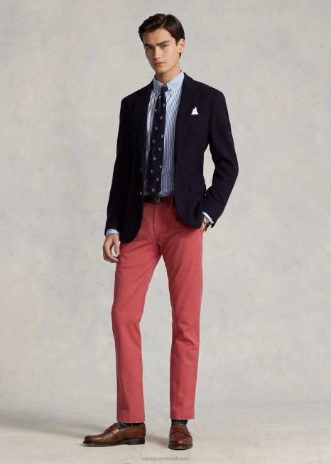 camisa divertida de popeline listrada de ajuste personalizado BD6J1098 homens Ralph Lauren camisa social azul
