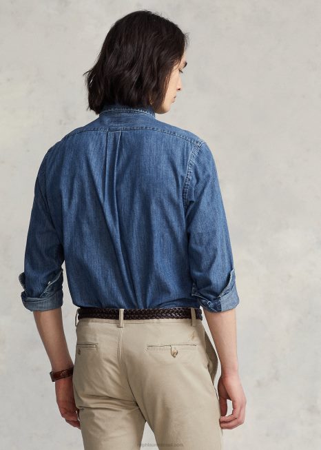 camisa jeans classic fit BD6J647 homens Ralph Lauren jeans