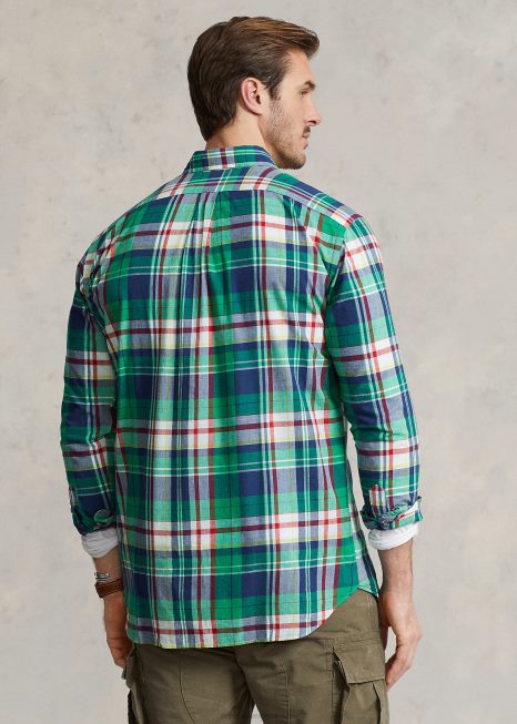 camisa madras BD6J1548 homens Ralph Lauren verde/marinho multi
