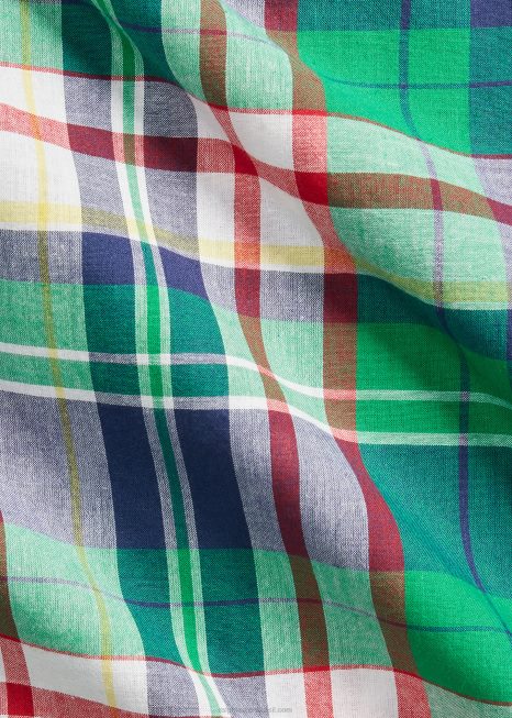camisa madras BD6J1548 homens Ralph Lauren verde/marinho multi