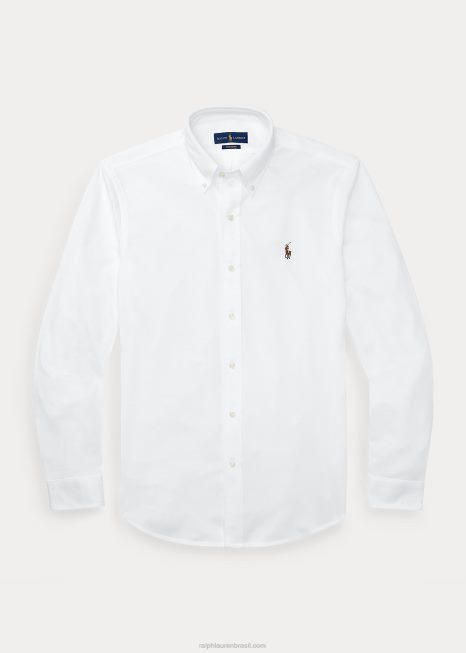 camisa malha oxford BD6J899 homens Ralph Lauren branco