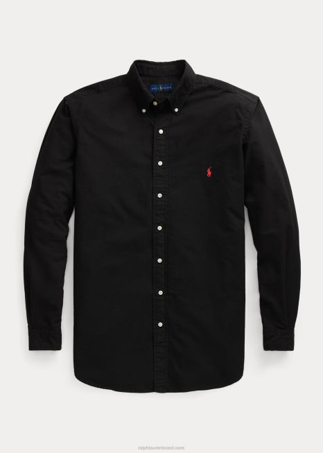 camisa oxford tingida BD6J1511 homens Ralph Lauren preto