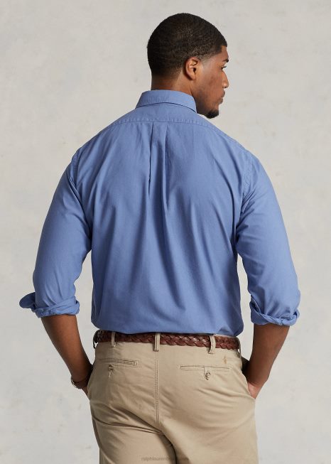 camisa oxford tingida BD6J1514 homens Ralph Lauren bastilha azul