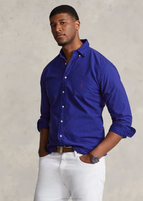 camisa oxford tingida BD6J1517 homens Ralph Lauren cidade real