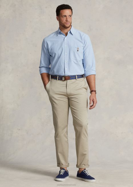 camisa polo ursinho oxford BD6J1568 homens Ralph Lauren urso azul da primavera