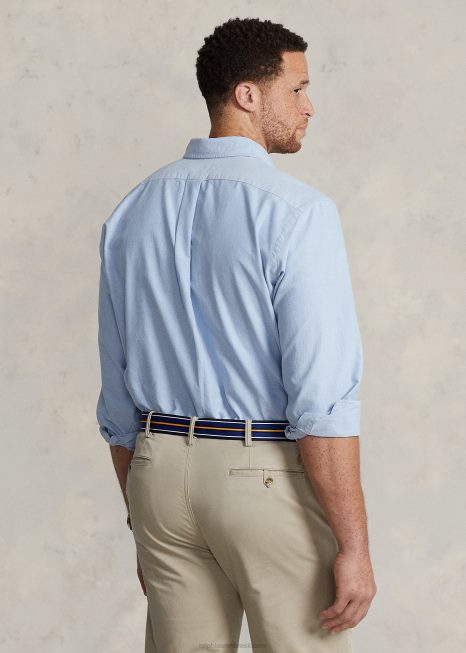 camisa polo ursinho oxford BD6J1568 homens Ralph Lauren urso azul da primavera