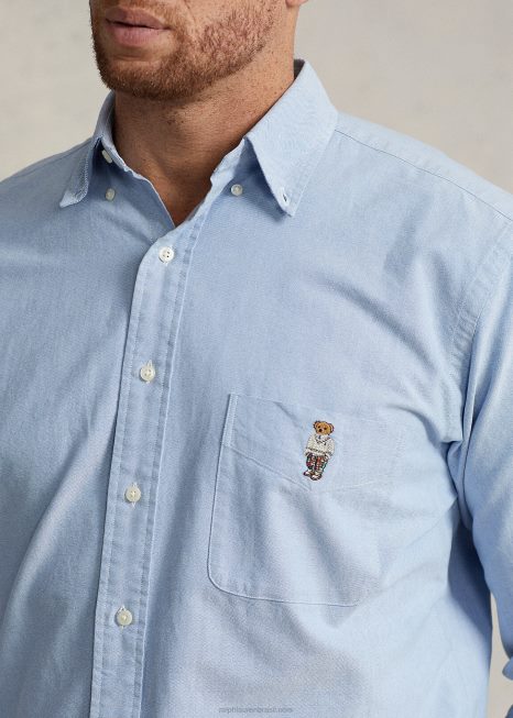 camisa polo ursinho oxford BD6J1568 homens Ralph Lauren urso azul da primavera
