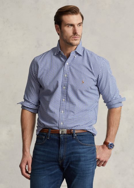 camisa xadrez oxford BD6J1327 homens Ralph Lauren real/branco
