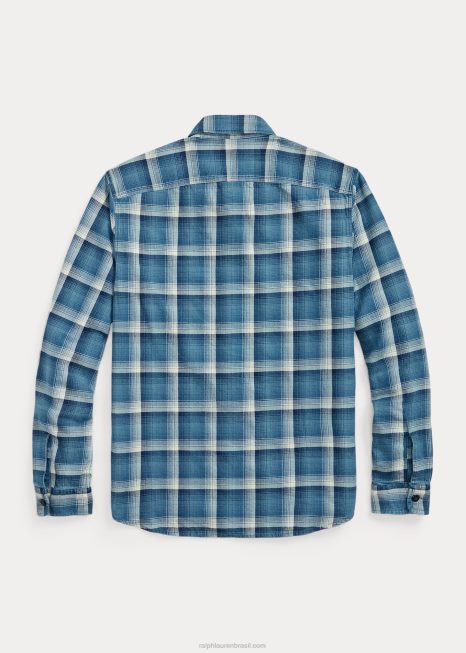 camisa xadrez sarja BD6J1791 homens Ralph Lauren índigo/creme