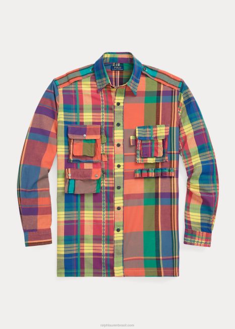 camisola divertida madras BD6J1376 homens Ralph Lauren camiseta divertida madras