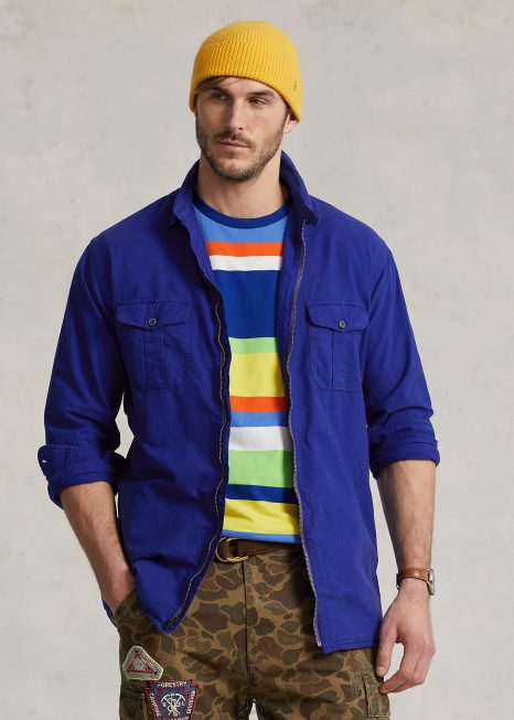 overshirt oxford tingido BD6J1347 homens Ralph Lauren cidade real