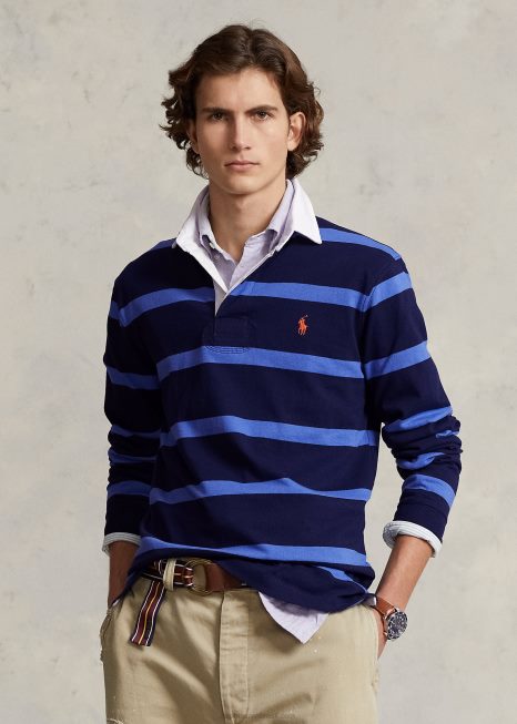 a icônica camisa de rugby BD6J689 homens Ralph Lauren newport marinho/azul