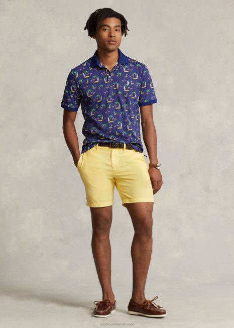 camisa pólo de algodão macio de ajuste clássico BD6J1002 homens Ralph Lauren paraíso flamingos reais
