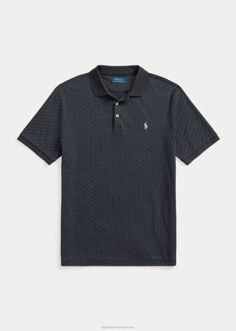 camisa pólo de algodão macio de ajuste clássico BD6J698 homens Ralph Lauren urze preta