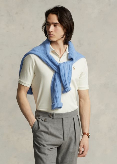 camisa pólo de algodão macio-todos os ajustes BD6J191 homens Ralph Lauren creme guia
