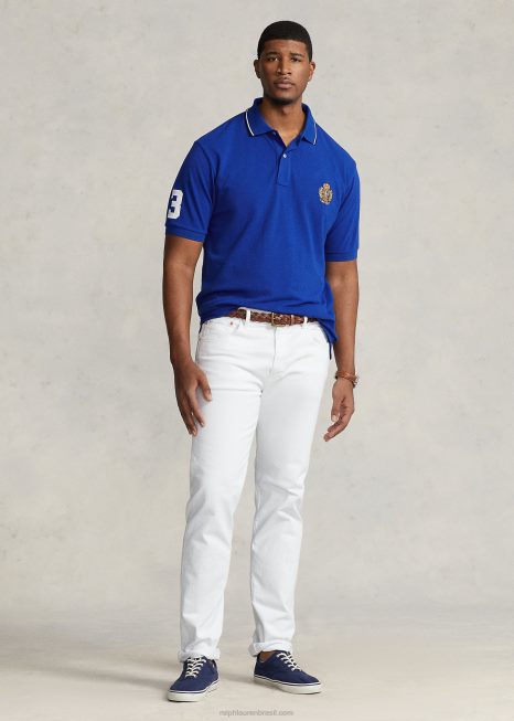 camisa pólo de malha de crista polo BD6J1600 homens Ralph Lauren estrela de safira
