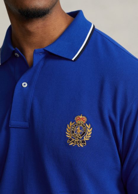 camisa pólo de malha de crista polo BD6J1600 homens Ralph Lauren estrela de safira