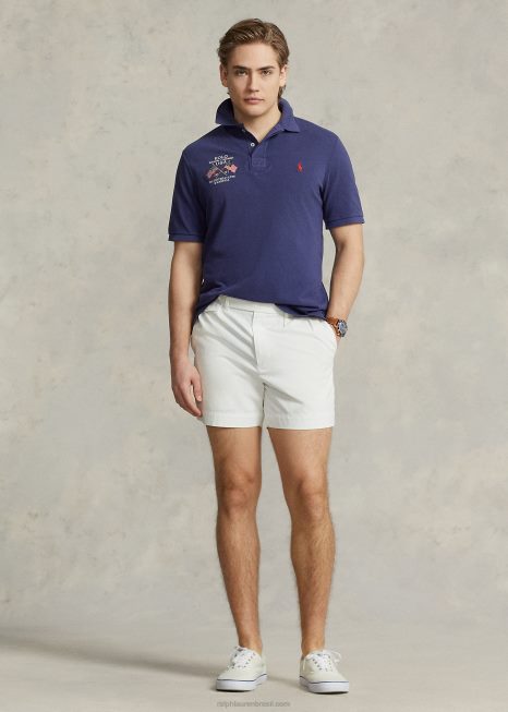 camisa polo com bordado de bandeira de ajuste clássico BD6J8642 homens Ralph Lauren casa de barcos marinha