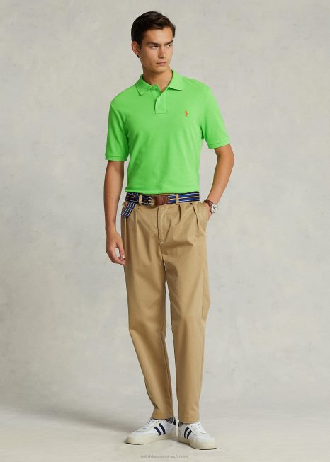 camisa polo confortável de malha slim fit BD6J22 homens Ralph Lauren kiwi limão/vermelho brilhante