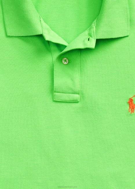camisa polo confortável de malha slim fit BD6J22 homens Ralph Lauren kiwi limão/vermelho brilhante