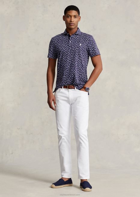 camisa polo de desempenho slim fit personalizada BD6J1190 homens Ralph Lauren marinha refinada