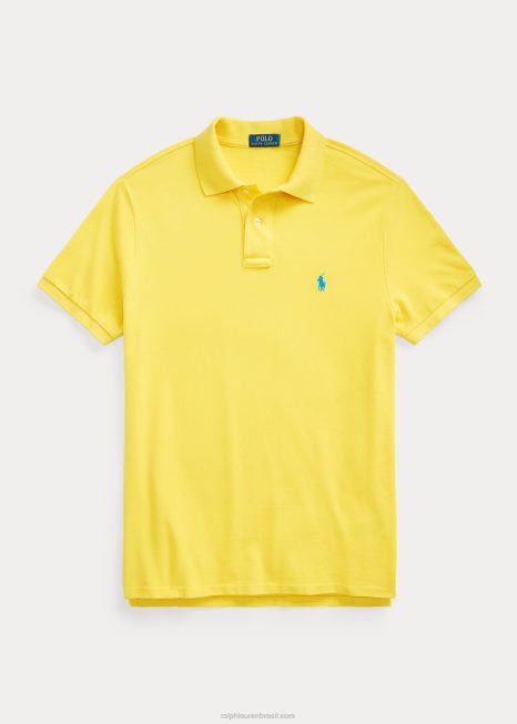camisa polo de malha slim fit BD6J8361 homens Ralph Lauren albacora/azul brilhante