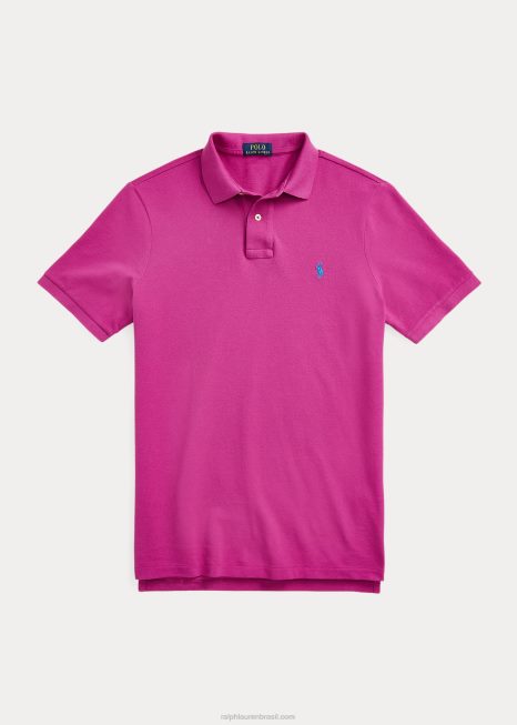 camisa polo de malha slim fit BD6J8368 homens Ralph Lauren rosa vivo