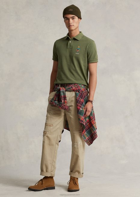 camisa polo de urso de ajuste fino personalizada BD6J8660 homens Ralph Lauren