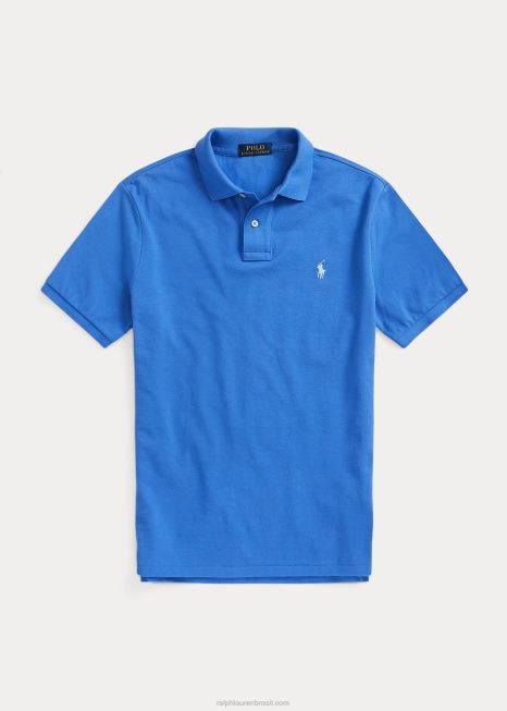 camisa polo fashion de malha slim fit BD6J14 homens Ralph Lauren madrepérola azul