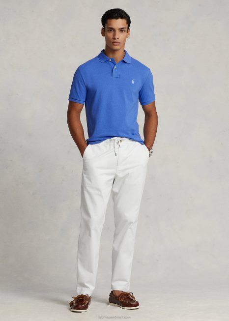 camisa polo fashion de malha slim fit BD6J14 homens Ralph Lauren madrepérola azul