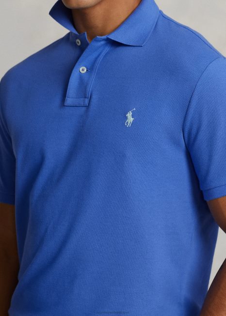 camisa polo fashion de malha slim fit BD6J14 homens Ralph Lauren madrepérola azul