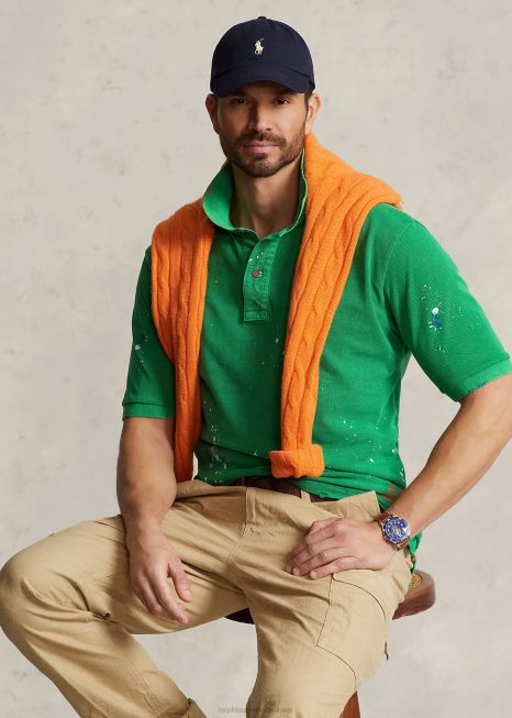 camisa polo malha envelhecida BD6J1390 homens Ralph Lauren tronco