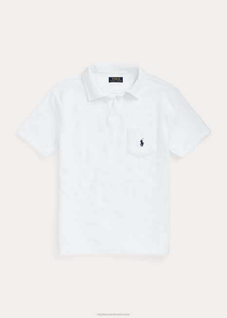 camisa polo personalizada slim fit BD6J556 homens Ralph Lauren branco