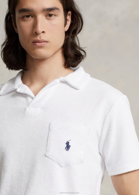 camisa polo personalizada slim fit BD6J556 homens Ralph Lauren branco