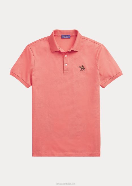 camisa polo piquê slim fit customizada BD6J66 homens Ralph Lauren Melão