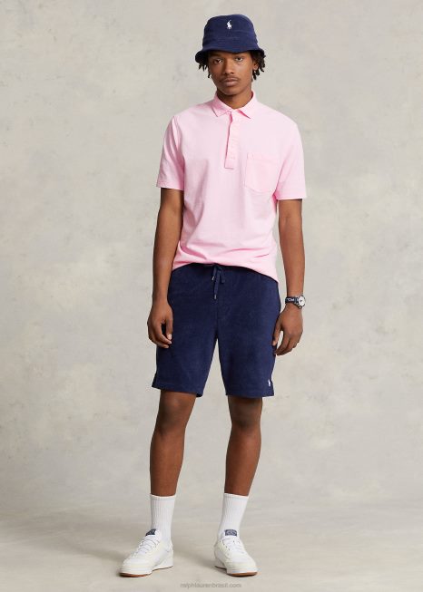 polo de malha pena de ajuste clássico BD6J808 homens Ralph Lauren rosa carmelo