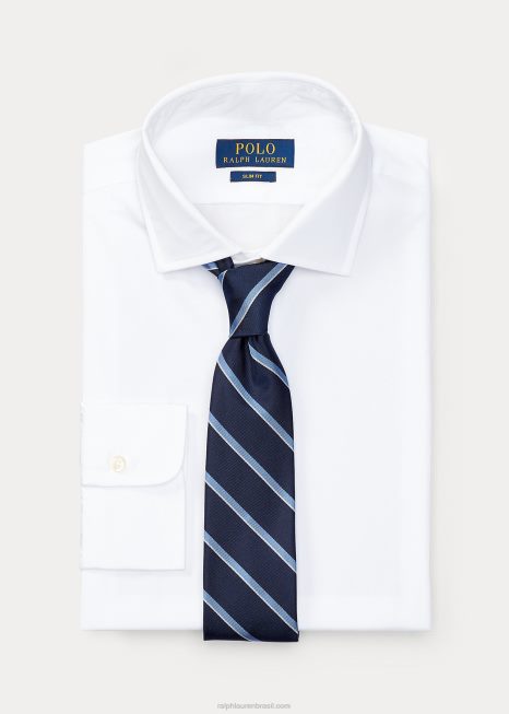 camisa de popeline slim fit BD6J1309 homens Ralph Lauren branco