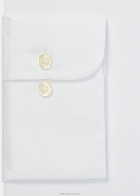 camisa de popeline slim fit BD6J1309 homens Ralph Lauren branco