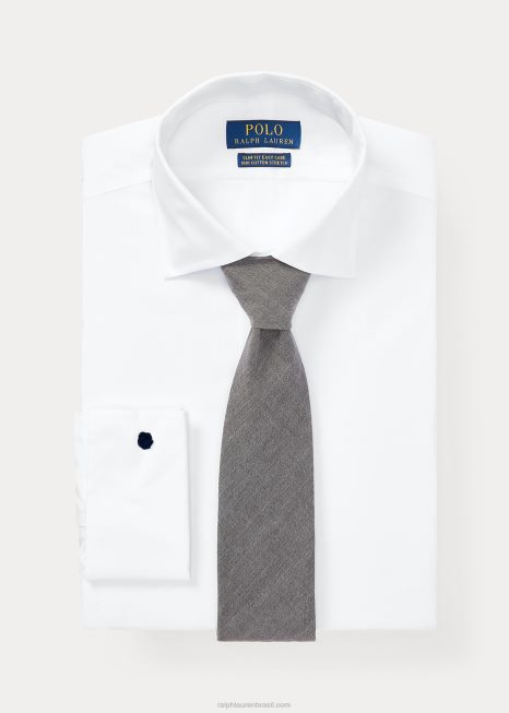 camisa francesa slim fit BD6J427 homens Ralph Lauren branco