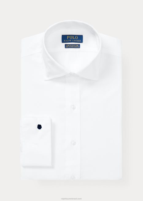 camisa francesa slim fit BD6J427 homens Ralph Lauren branco